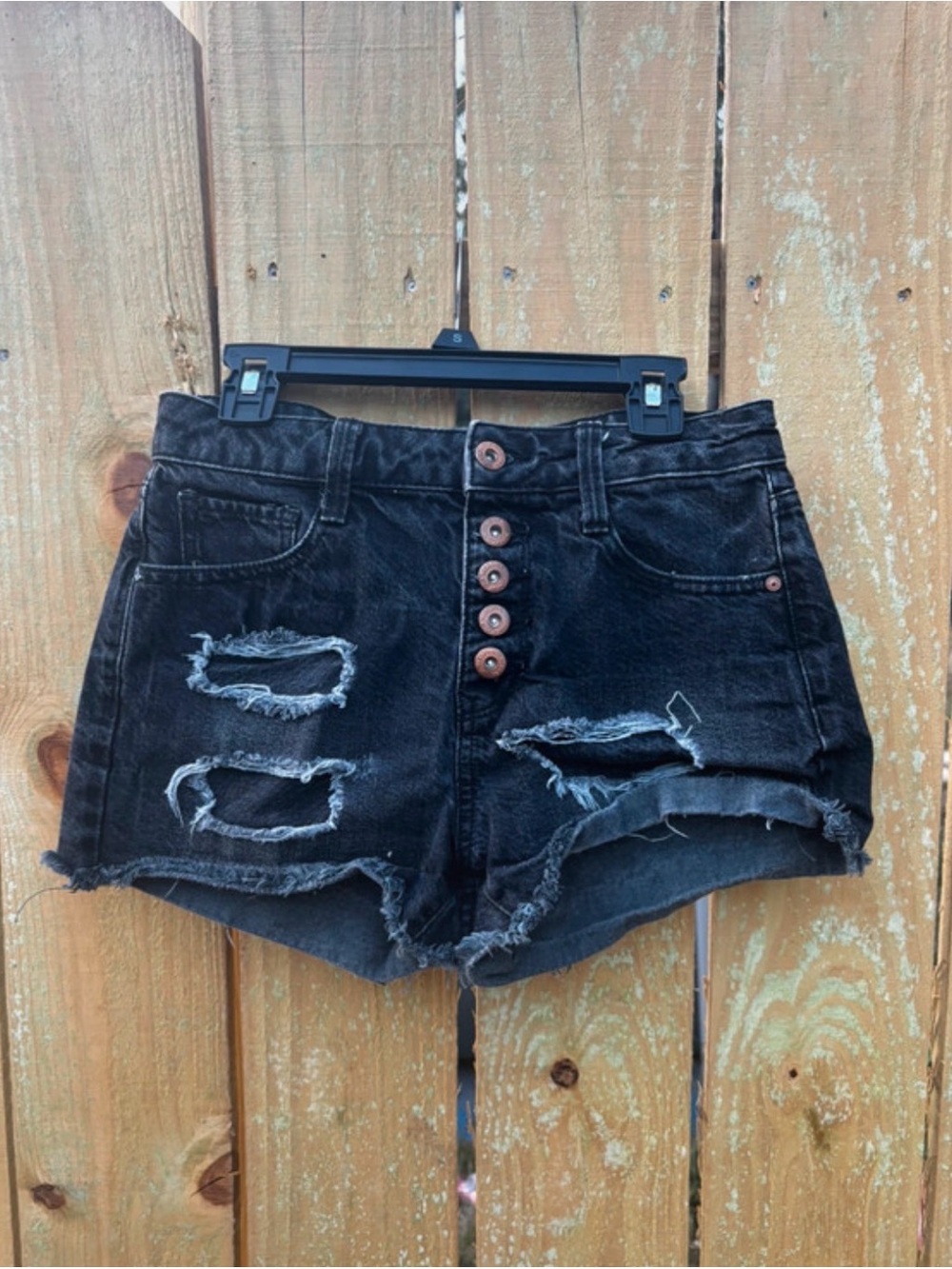 Arizona Jean Company Black Distressed High-Rise Denim Shorts